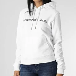 Meilleure affaire 💯 Sweat Capuche Femme 0254 Blanc de Calvin Klein 🎉 -France Calvin Klein Soldes 2024 calvin klein 344090 J20J220254 YAF 20221104T160010 03
