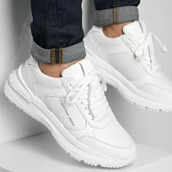 Top 10 🎁 Baskets Chunky Runner Leather Nappa 0521 Triple White de Calvin Klein ⌛