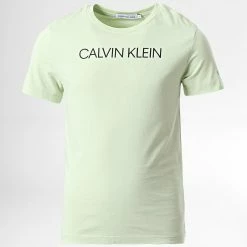 Sortie ⌛ Tee 👕 Shirt Institutional 0298 Vert de Calvin Klein 👍