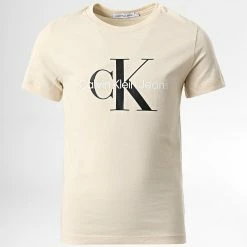 Nouveau ⭐ Tee 👚 Shirt Enfant Monogram Logo 0267 Beige de Calvin Klein 🔥