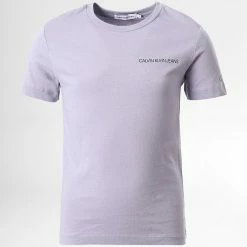 Meilleur prix ⭐ Tee 👚 Shirt Enfant Chest Logo 0326 Violet de Calvin Klein ✨