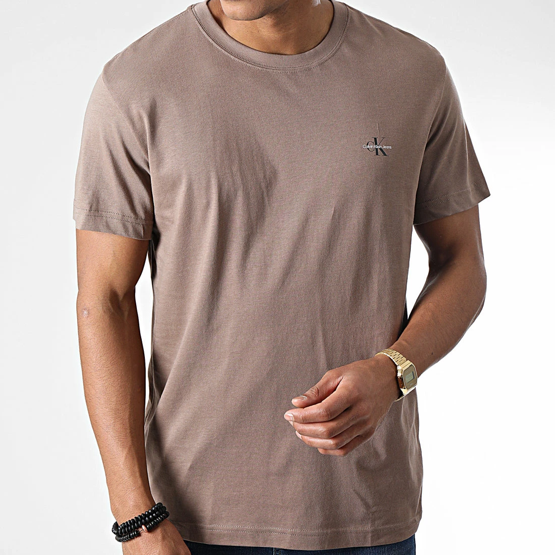 Budget 🔥 Lot De 2 Tee 👚 Shirts Monogram 0199 Camel Blanc de Calvin Klein 🔥 3 Budget 🔥 Lot De 2 Tee 👚 Shirts Monogram 0199 Camel Blanc de Calvin Klein 🔥 – Image 3