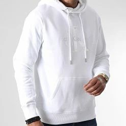 Acheter 🔔 Sweat Capuche 0805 Blanc de Calvin Klein 🤩 -France Calvin Klein Soldes 2024 calvin klein 345375 J30J320805 0K6 20221025T155317 03