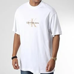 Sortie ❤️ Tee 👕 Shirt Oversize Large Archival Monologo 2516 Blanc de Calvin Klein ✔️