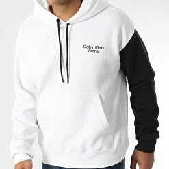 Meilleure affaire 🛒 Sweat Capuche Stacked Colorblock 1892 Blanc de Calvin Klein 🎁 -France Calvin Klein Soldes 2024 calvin klein 345412 J30J321892 YAF 20221024T152753 03