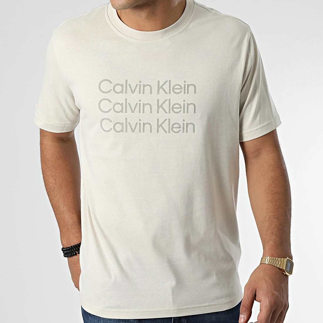 Meilleur prix 👍 Tee 👕 Shirt GMF2K112 Beige de Calvin Klein ⭐ 1 Meilleur prix 👍 Tee 👕 Shirt GMF2K112 Beige de Calvin Klein ⭐