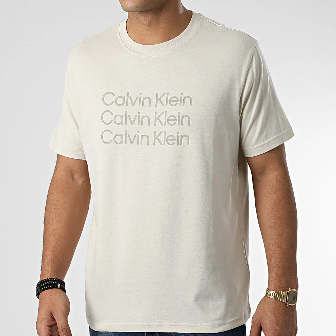 Meilleur prix 👍 Tee 👕 Shirt GMF2K112 Beige de Calvin Klein ⭐ 3 Meilleur prix 👍 Tee 👕 Shirt GMF2K112 Beige de Calvin Klein ⭐ – Image 3