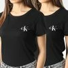 Nouveau 🛒 Lot De 2 Tee 👕 Shirt Slim Femme 9734 Noir de Calvin Klein 😀