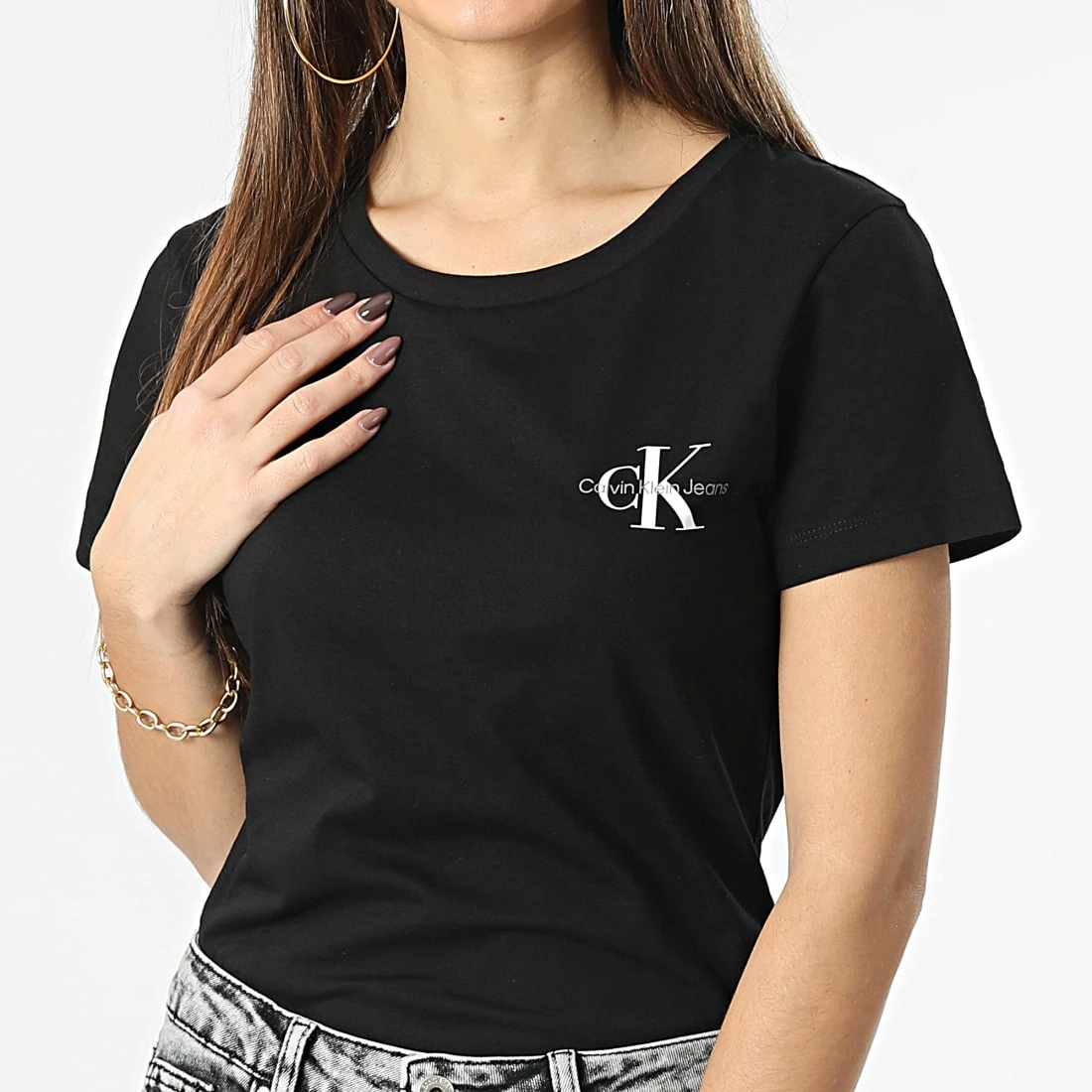 Nouveau 🛒 Lot De 2 Tee 👕 Shirt Slim Femme 9734 Noir de Calvin Klein 😀 3 Nouveau 🛒 Lot De 2 Tee 👕 Shirt Slim Femme 9734 Noir de Calvin Klein 😀 – Image 3