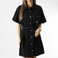 Coupon ❤️ Robe Jean Femme 0238 Noir de Calvin Klein 🧨 -France Calvin Klein Soldes 2024 calvin klein 345662 J20J220238 1BY 20221117T095207 03
