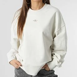 Top 10 ✔️ Sweat Crewneck Femme 0433 Beige de Calvin Klein 🧨