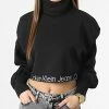 Le moins cher 🔔 Sweat Col Roulé Crop Femme 0436 Noir de Calvin Klein 💯