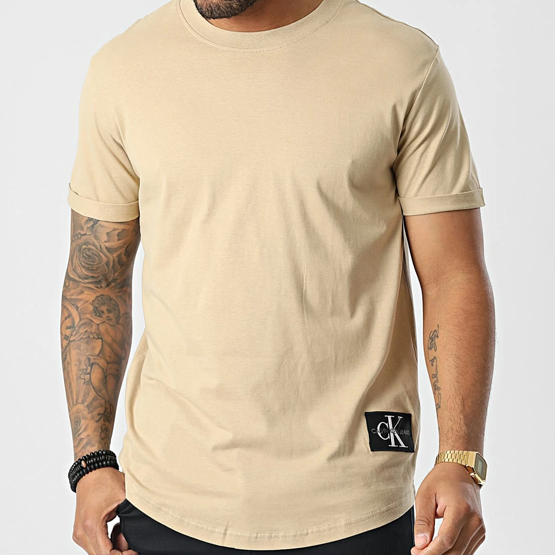 Meilleure vente 😀 Tee 👕 Shirt 5319 Beige de Calvin Klein 🔥 3 Meilleure vente 😀 Tee 👕 Shirt 5319 Beige de Calvin Klein 🔥 – Image 3