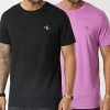 De gros 😀 Lot De 2 Tee 👚 Shirts Monologo 0199 Noir Rose de Calvin Klein 👍