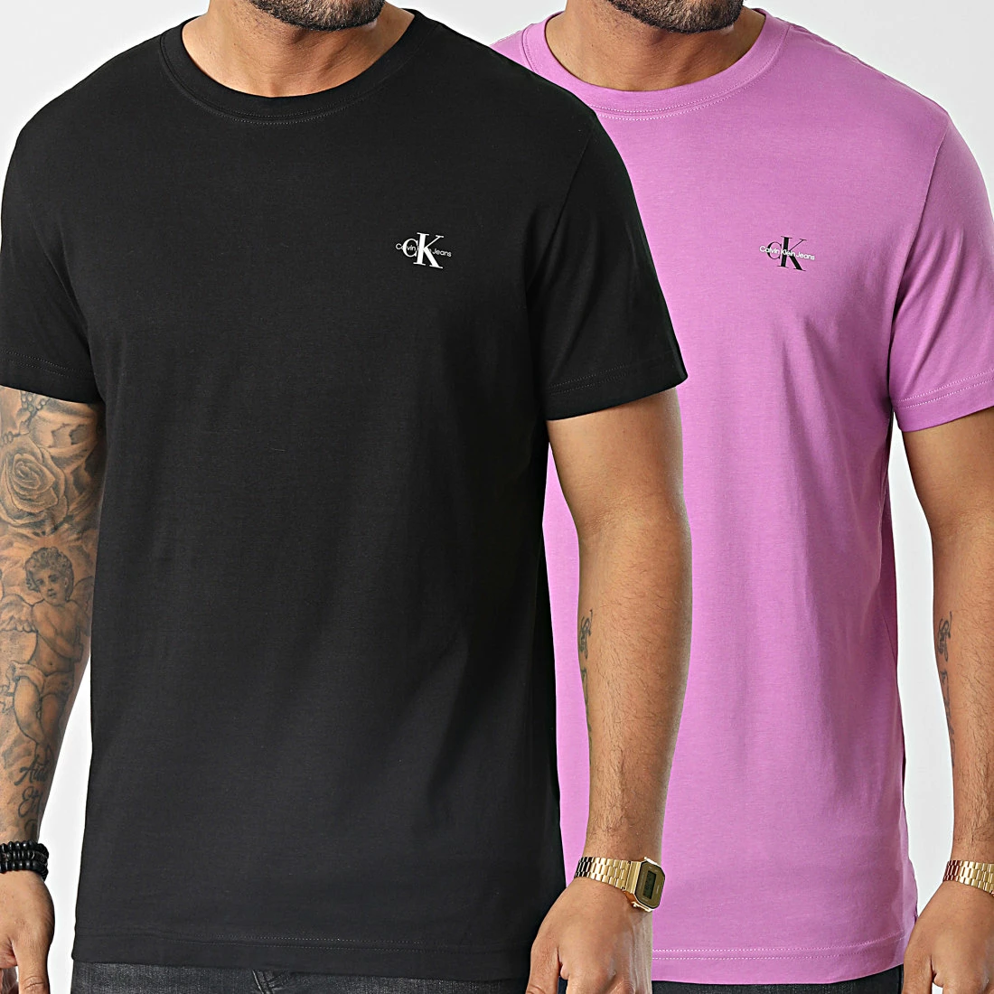 De gros 😀 Lot De 2 Tee 👚 Shirts Monologo 0199 Noir Rose de Calvin Klein 👍 1 De gros 😀 Lot De 2 Tee 👚 Shirts Monologo 0199 Noir Rose de Calvin Klein 👍