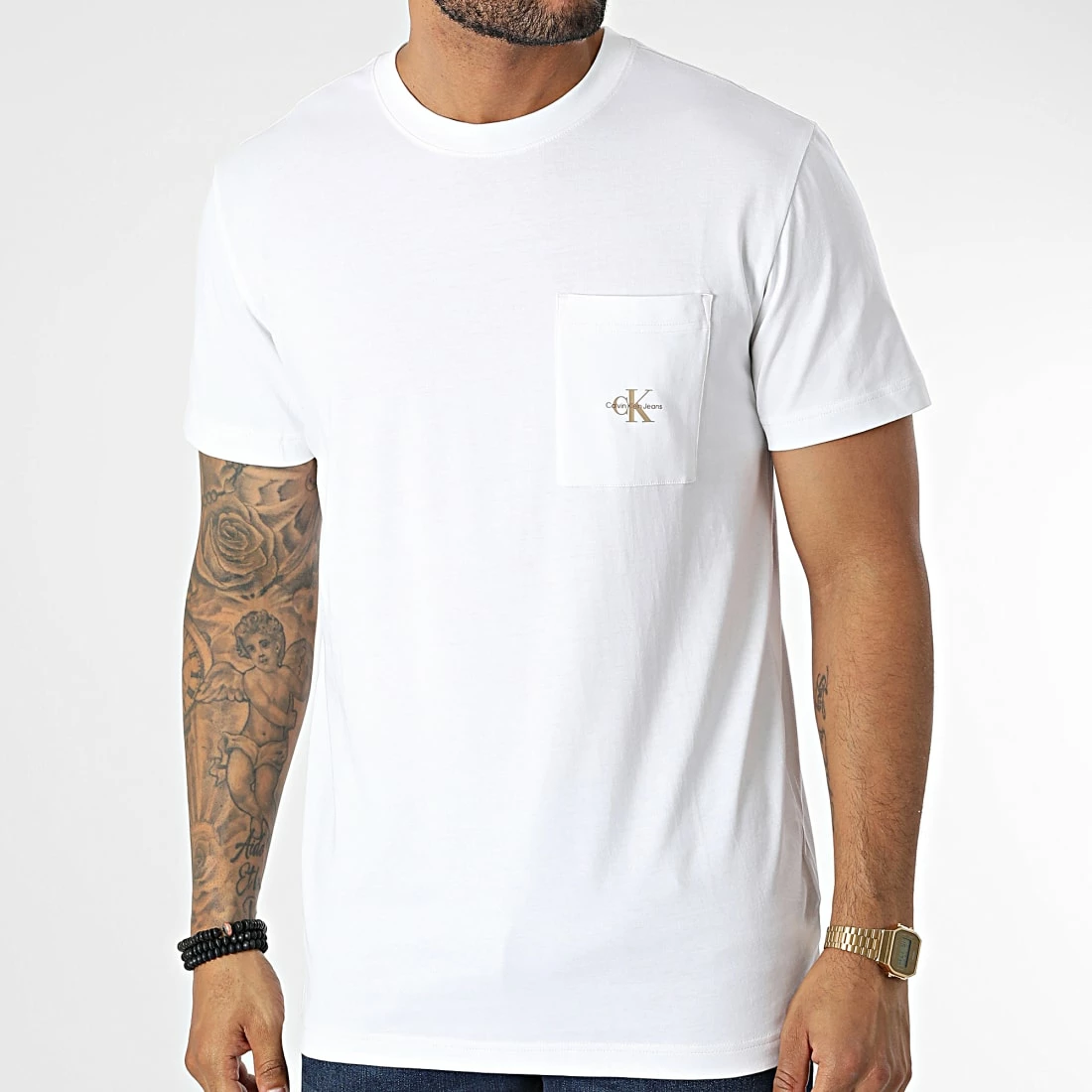 Meilleure affaire 👍 Tee 👚 Shirt Poche Micro Monologo 3027 Blanc de Calvin Klein 👏 1 Meilleure affaire 👍 Tee 👚 Shirt Poche Micro Monologo 3027 Blanc de Calvin Klein 👏