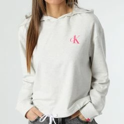 Top 10 😀 Sweat Capuche Femme QS6427E Blanc Chiné de Calvin Klein ⭐