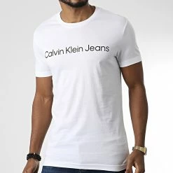 Meilleure vente 😍 Tee 👚 Shirt Institutional 2552 Blanc de Calvin Klein 🛒