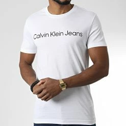 Meilleure vente 😍 Tee 👚 Shirt Institutional 2552 Blanc de Calvin Klein 🛒 -France Calvin Klein Soldes 2024 calvin klein 346124 J30J322552 YAF 20221031T144930 03
