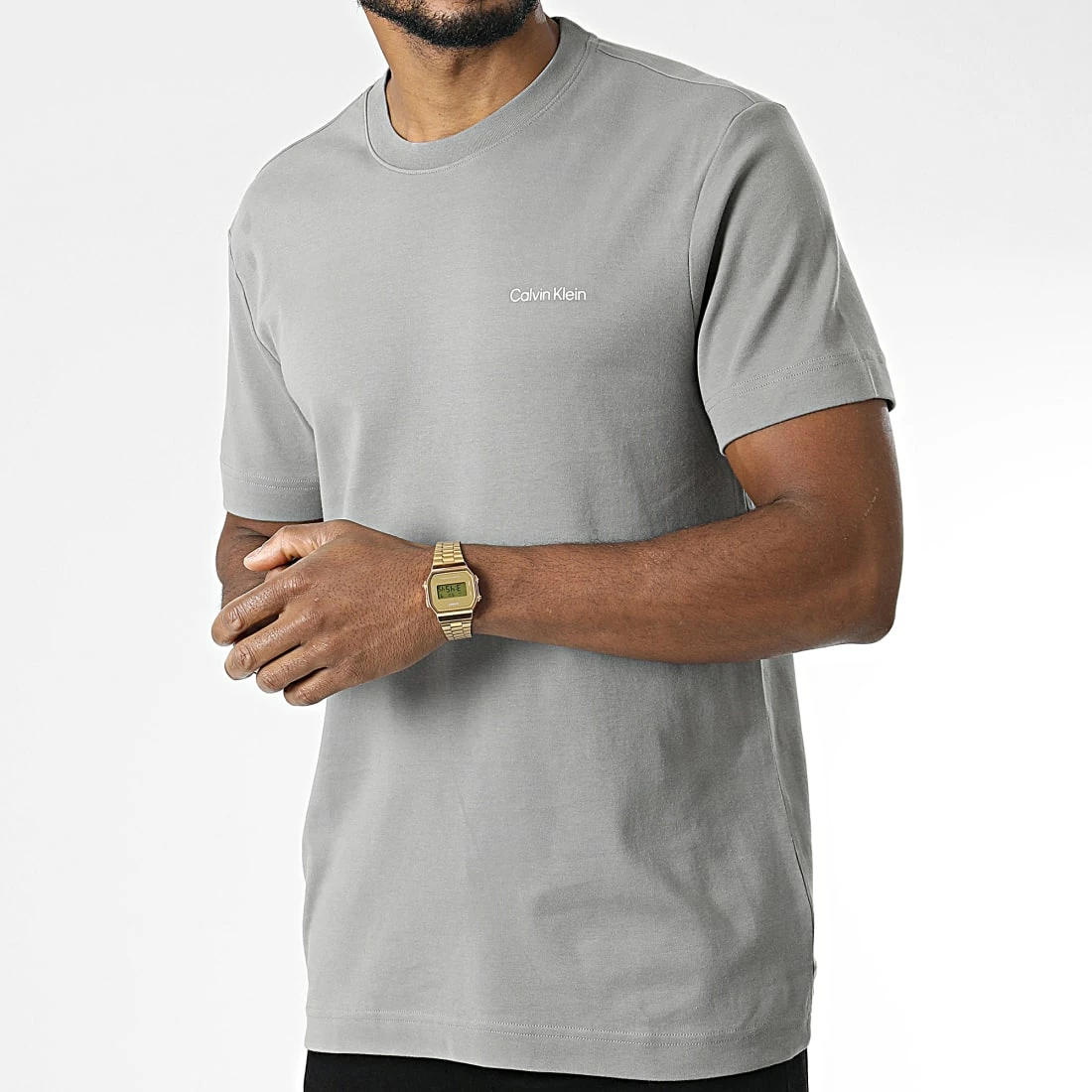 Meilleure affaire 👍 Tee 👚 Shirt Micro Logo Interlock 9894 Gris de Calvin Klein 😀 3 Meilleure affaire 👍 Tee 👚 Shirt Micro Logo Interlock 9894 Gris de Calvin Klein 😀 – Image 3