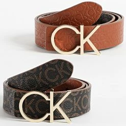 Coupon 😉 Ceinture Réversible Femme Re-Lock CK Logo 0156 Marron de Calvin Klein 🎉