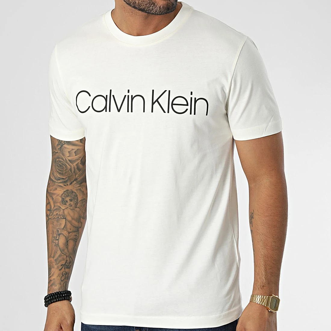 Meilleur prix 🎁 Tee 👕 Shirt Cotton Front Logo 3078 Beige de Calvin Klein 😍 1 Meilleur prix 🎁 Tee 👕 Shirt Cotton Front Logo 3078 Beige de Calvin Klein 😍