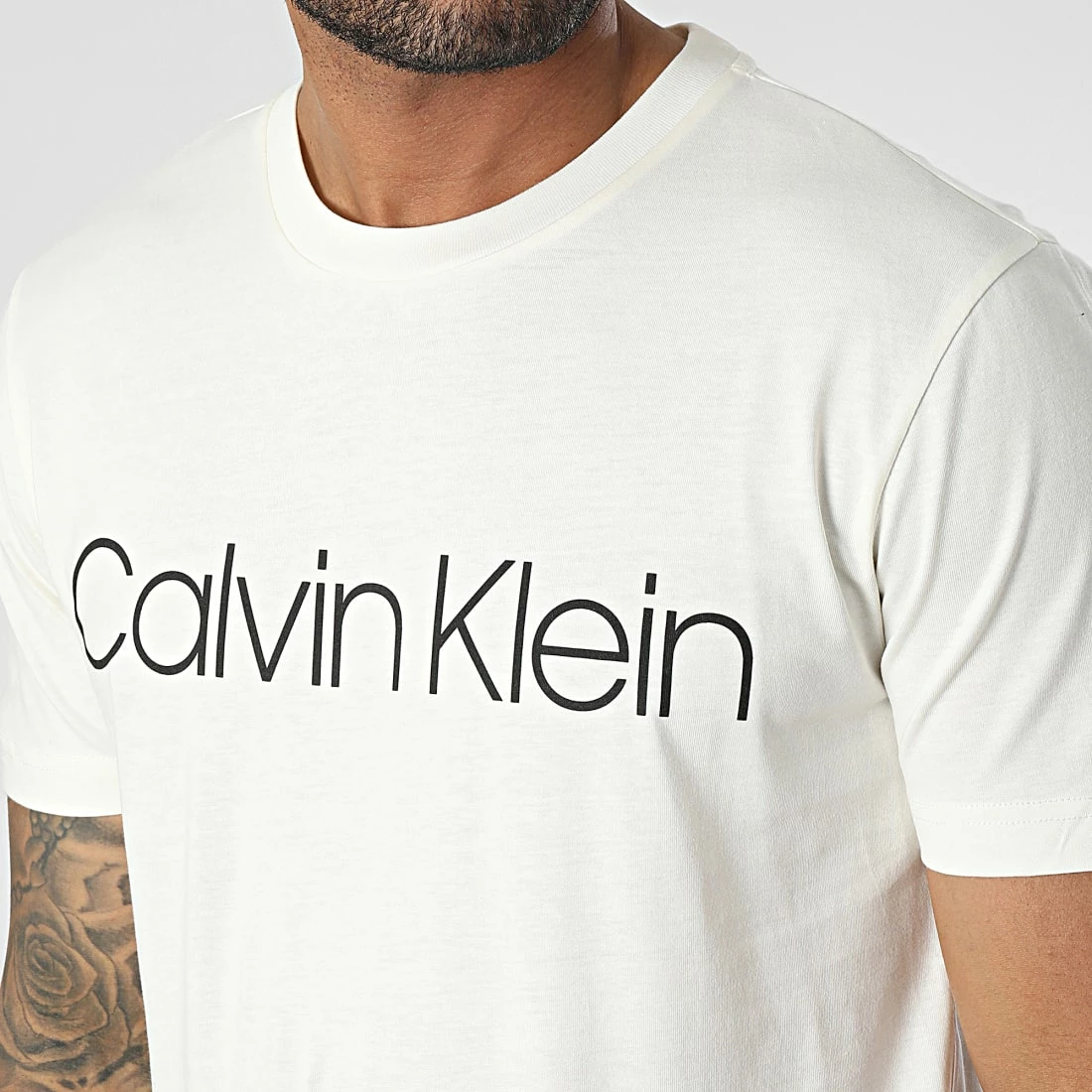 Meilleur prix 🎁 Tee 👕 Shirt Cotton Front Logo 3078 Beige de Calvin Klein 😍 2 Meilleur prix 🎁 Tee 👕 Shirt Cotton Front Logo 3078 Beige de Calvin Klein 😍 – Image 2
