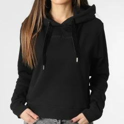 Budget 🎁 Sweat Capuche Femme Reg Short 7174 Noir de Calvin Klein 🔔