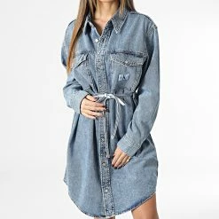 Le moins cher 🛒 Robe Jean Femme Utility 👚 Shirt 👗 Dress Bleu Denim de Calvin Klein 👍