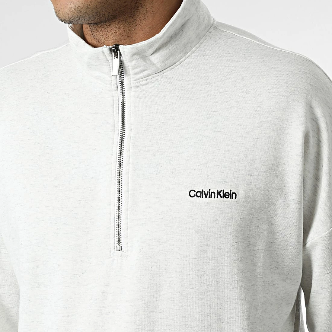 Meilleure vente 🤩 Sweat Col Zippé NM2299E Beige Clair Chiné de Calvin Klein 🛒 2 Meilleure vente 🤩 Sweat Col Zippé NM2299E Beige Clair Chiné de Calvin Klein 🛒 – Image 2