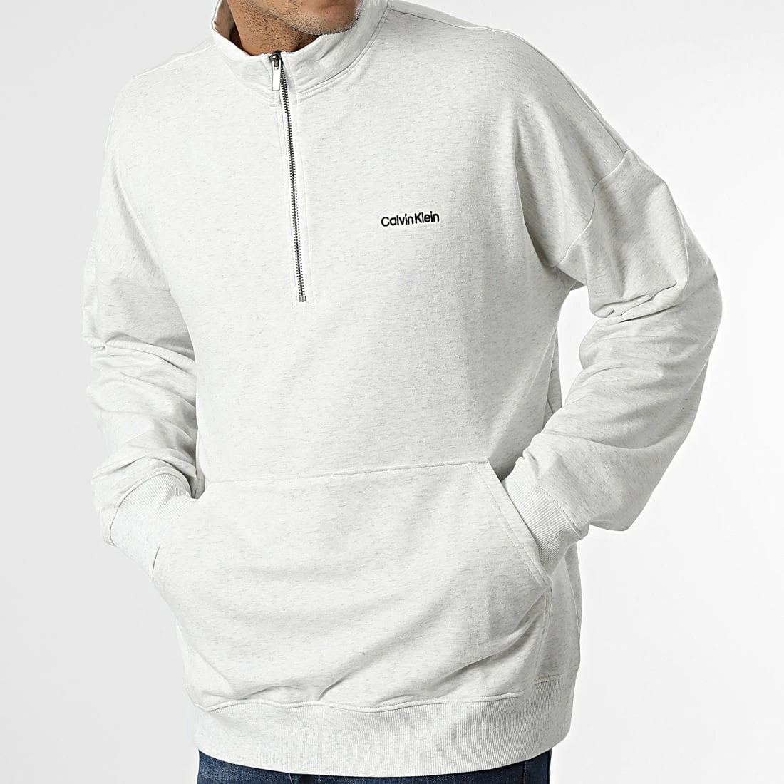 Meilleure vente 🤩 Sweat Col Zippé NM2299E Beige Clair Chiné de Calvin Klein 🛒 3 Meilleure vente 🤩 Sweat Col Zippé NM2299E Beige Clair Chiné de Calvin Klein 🛒 – Image 3