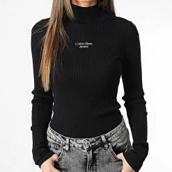 Remise 😉 Pull Femme Stacked Logo 0439 Noir de Calvin Klein 🛒 -France Calvin Klein Soldes 2024 calvin klein 347417 J20J220439 BEH 20221114T155518 03