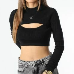 Promo 🧨 Pull Crop Femme Cut Out Neckline 0446 Noir de Calvin Klein 🔥 6 Promo 🧨 Pull Crop Femme Cut Out Neckline 0446 Noir de Calvin Klein 🔥 -France Calvin Klein Soldes 2024 calvin klein 347421 J20J220446 BEH 20221115T143924 03