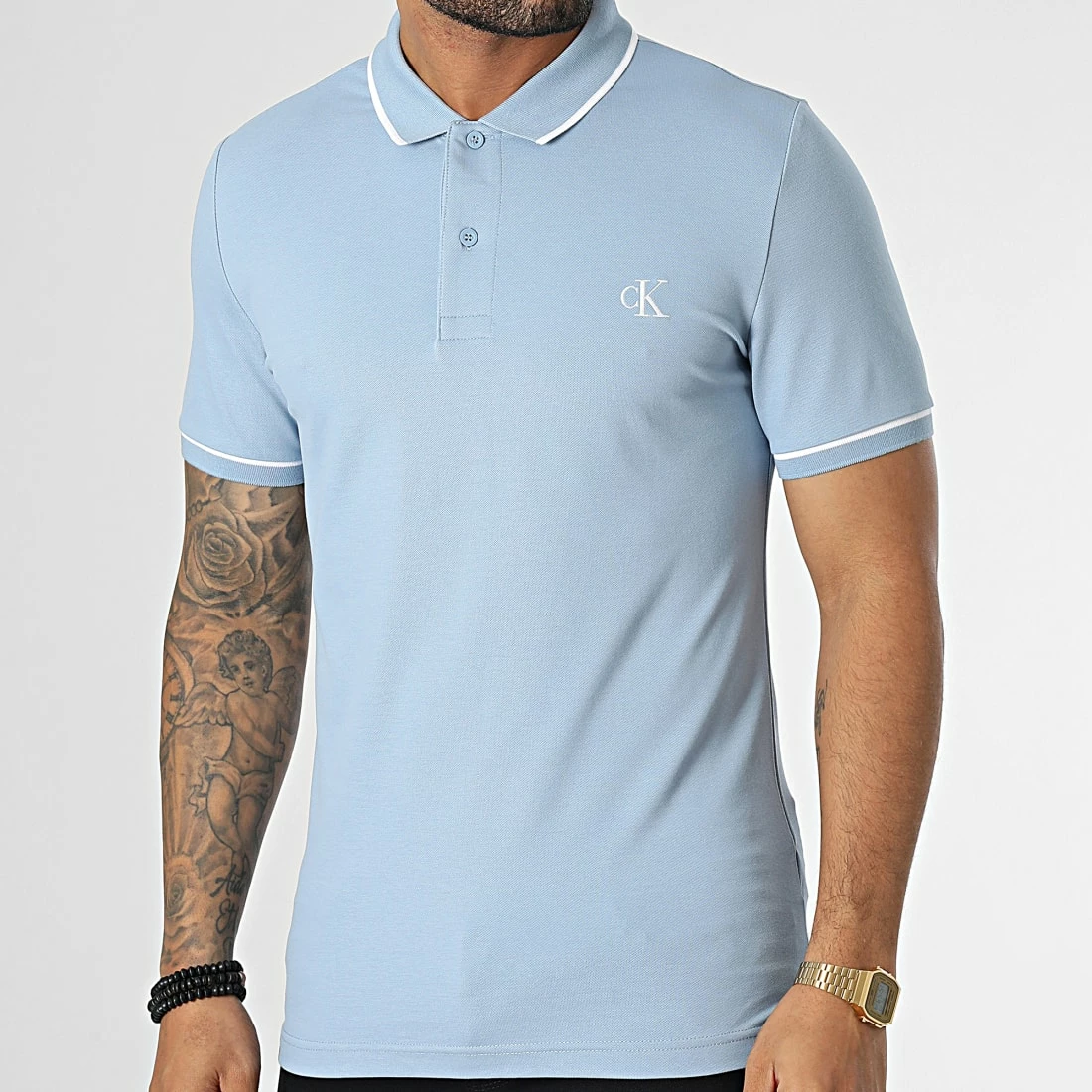 Bon marché ⭐ Polo Manches Courtes Tipping Slim 5603 Bleu Clair de Calvin Klein ❤️ 1 Bon marché ⭐ Polo Manches Courtes Tipping Slim 5603 Bleu Clair de Calvin Klein ❤️