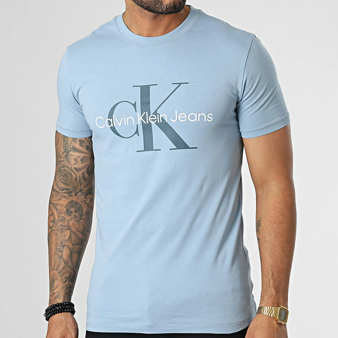 Meilleure affaire 👏 Tee 👚 Shirt 0806 Bleu Clair de Calvin Klein ⭐ 3 Meilleure affaire 👏 Tee 👚 Shirt 0806 Bleu Clair de Calvin Klein ⭐ – Image 3