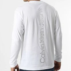 Meilleure vente 🎁 Tee 👕 Shirt 2512 Blanc Argenté de Calvin Klein 👍