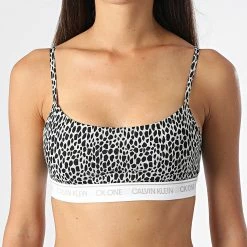 Meilleur prix 👏 Brassière Femme Floral QF5727E Blanc Leopard de Calvin Klein 😉