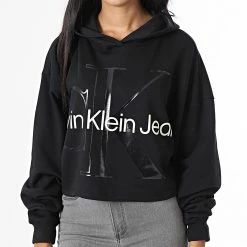 Sortie 😀 Sweat Capuche Crop Femme 8986 Noir de Calvin Klein 👍 -France Calvin Klein Soldes 2024 none 333499 J20J218986 BEH 20220905T154757 03